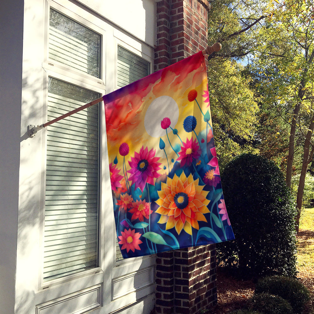 Dahlias in Color House Flag-1