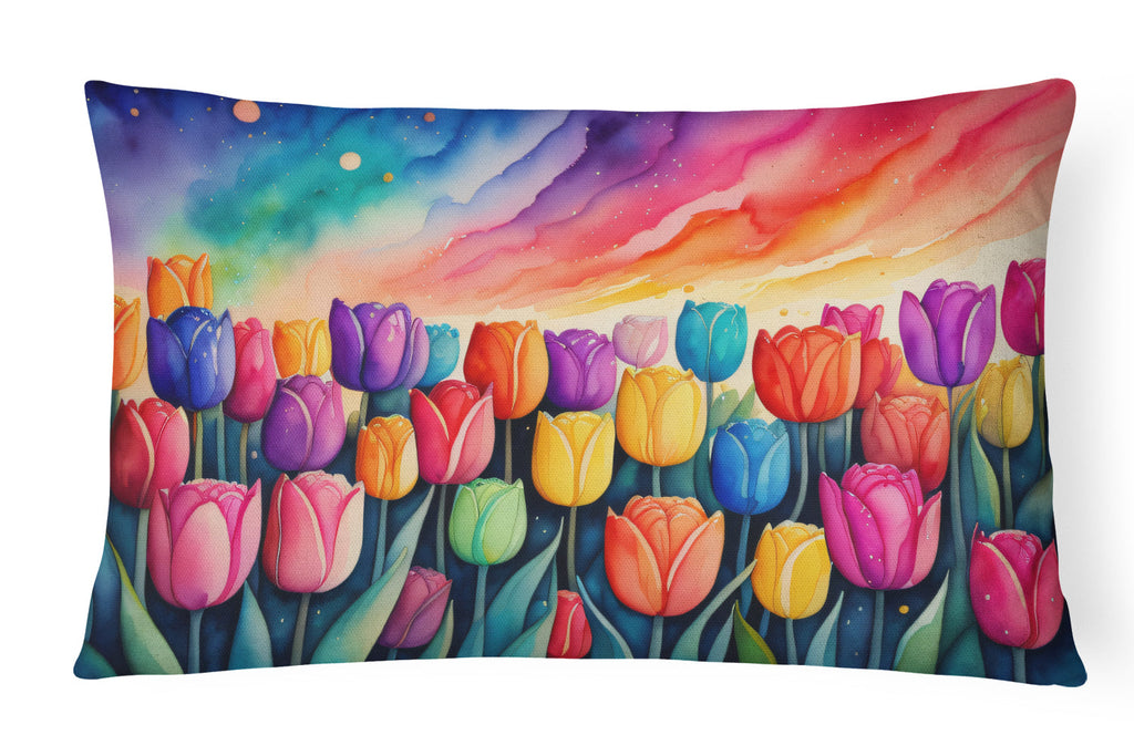 Tulips in Color Throw Pillow-0