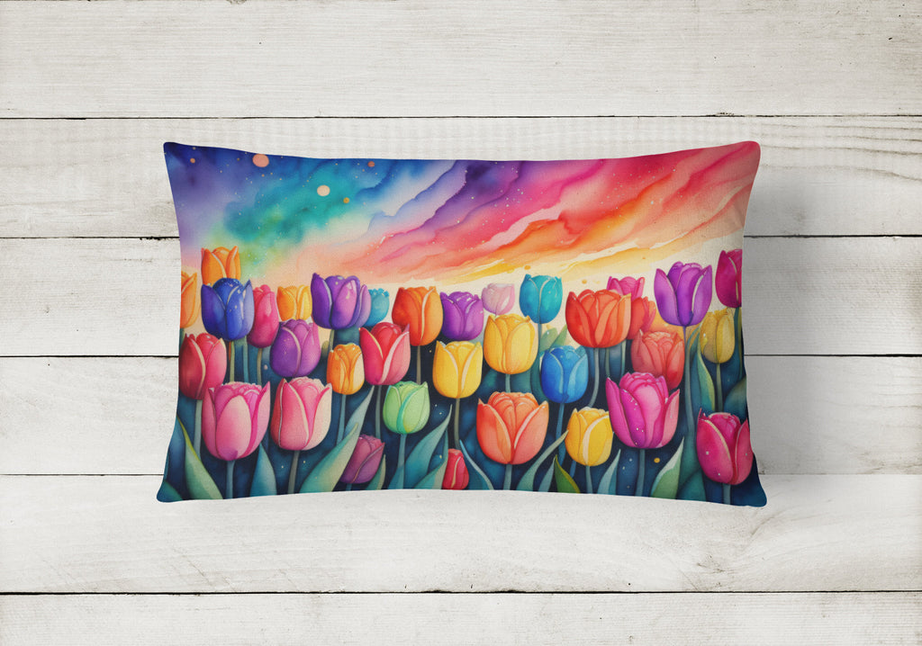 Tulips in Color Throw Pillow-1