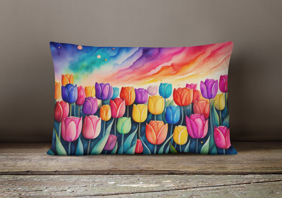 Tulips in Color Throw Pillow-3