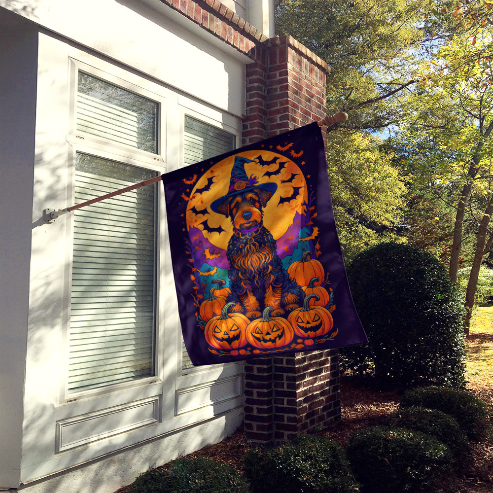 Airedale Terrier Witchy Halloween House Flag-1