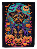 Yorkie Witchy Halloween House Flag-0