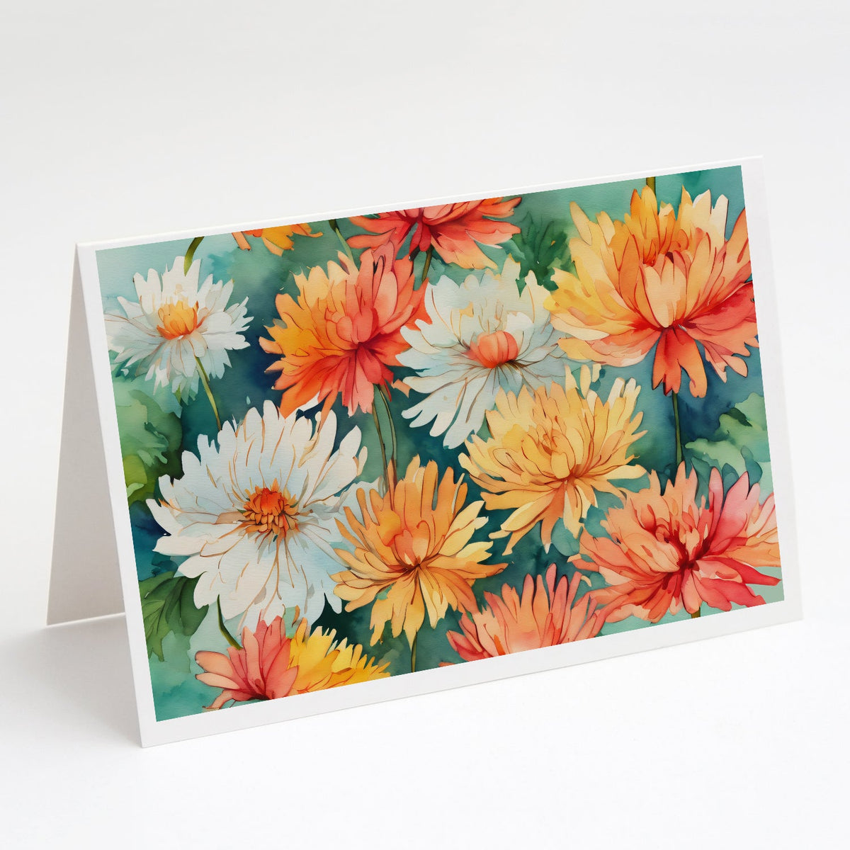 Chrysanthemums in Watercolor Greeting Cards Pack of 8-0