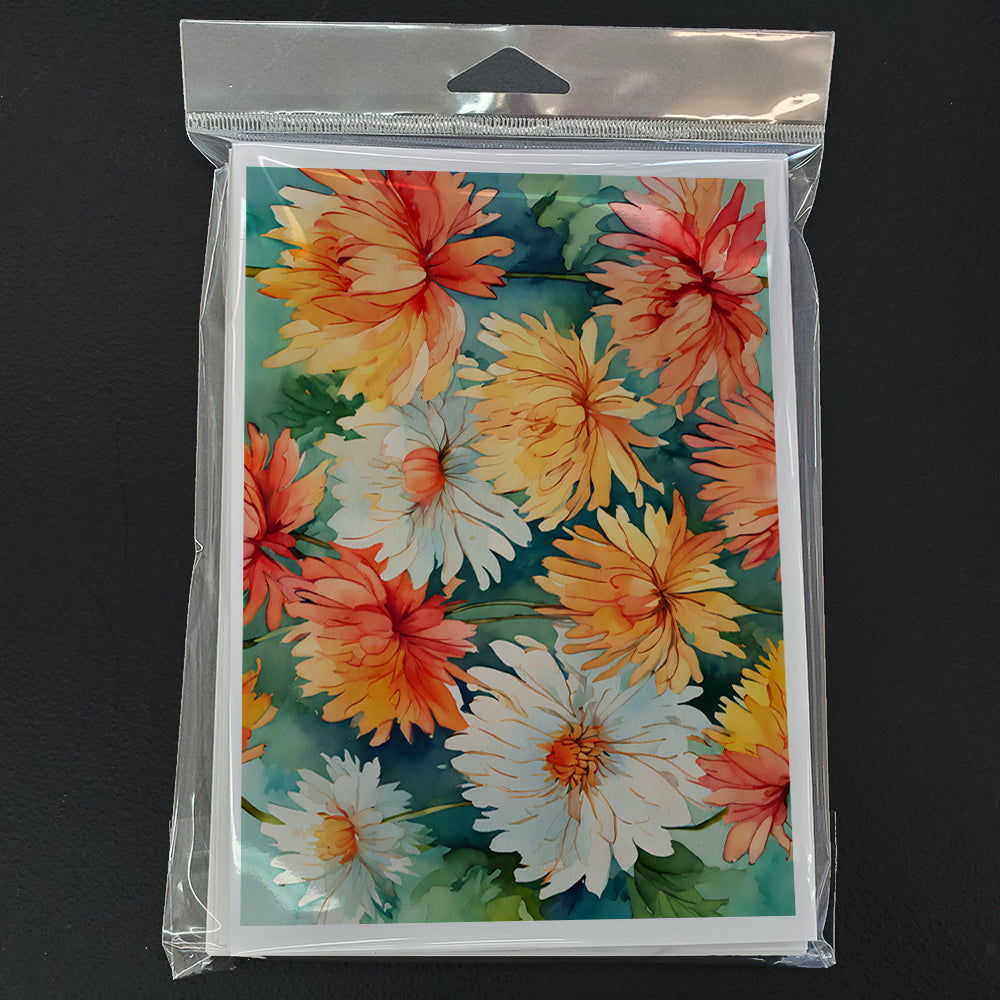 Chrysanthemums in Watercolor Greeting Cards Pack of 8-2