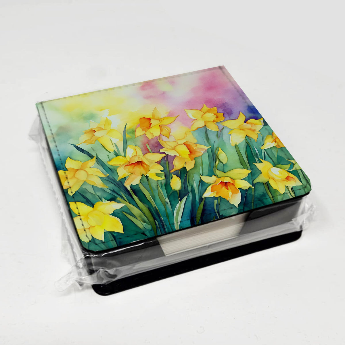 Daffodils in Watercolor PU Leather Note Paper Holder-3