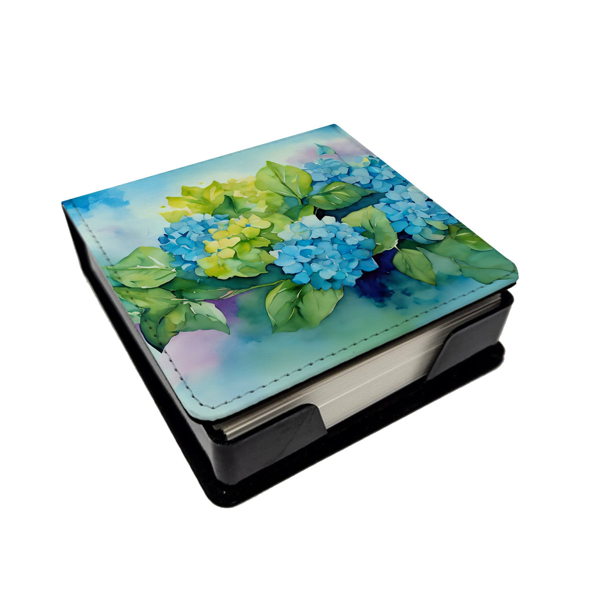 Hydrangeas in Watercolor PU Leather Note Paper Holder-0