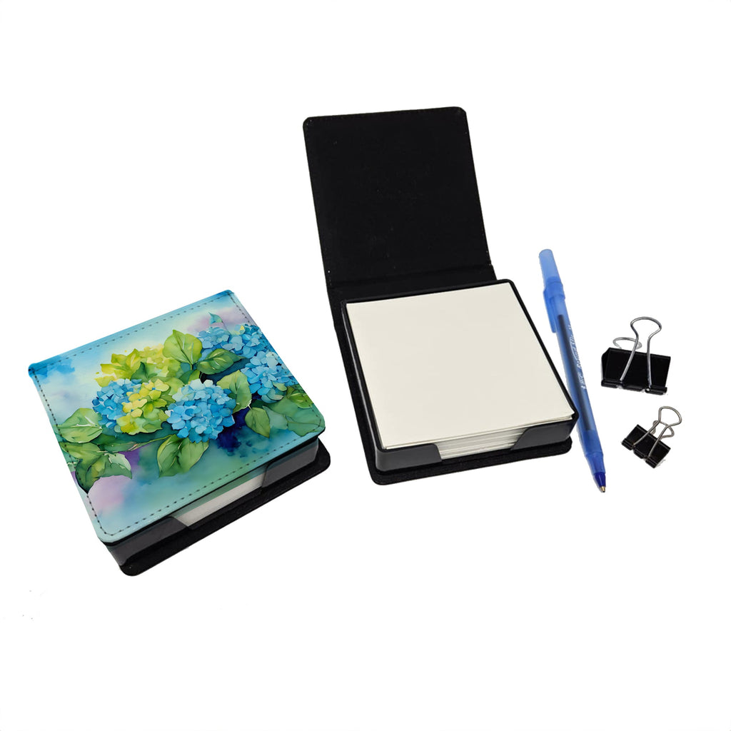 Hydrangeas in Watercolor PU Leather Note Paper Holder-1