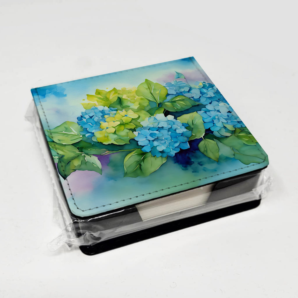 Hydrangeas in Watercolor PU Leather Note Paper Holder-3