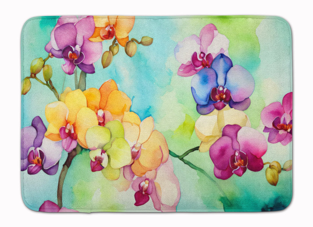 Orchids in Watercolor Memory Foam Kitchen Mat-0