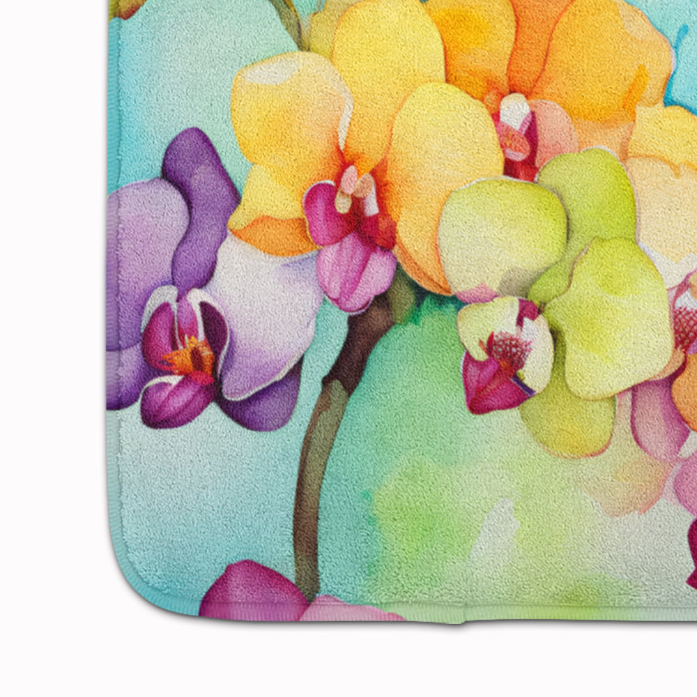Orchids in Watercolor Memory Foam Kitchen Mat-3