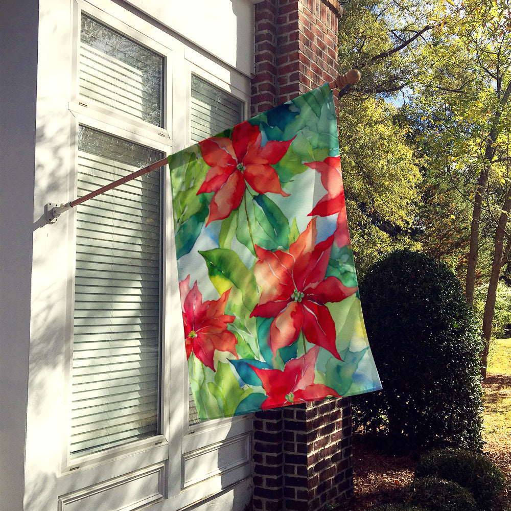 Poinsettias in Watercolor House Flag-1
