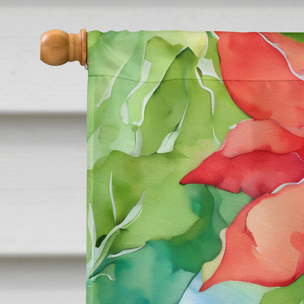 Poinsettias in Watercolor House Flag-2