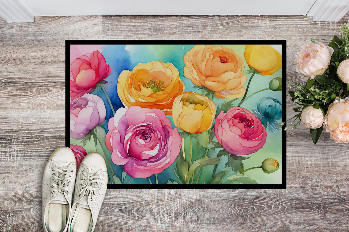 Ranunculus in Watercolor Doormat-1