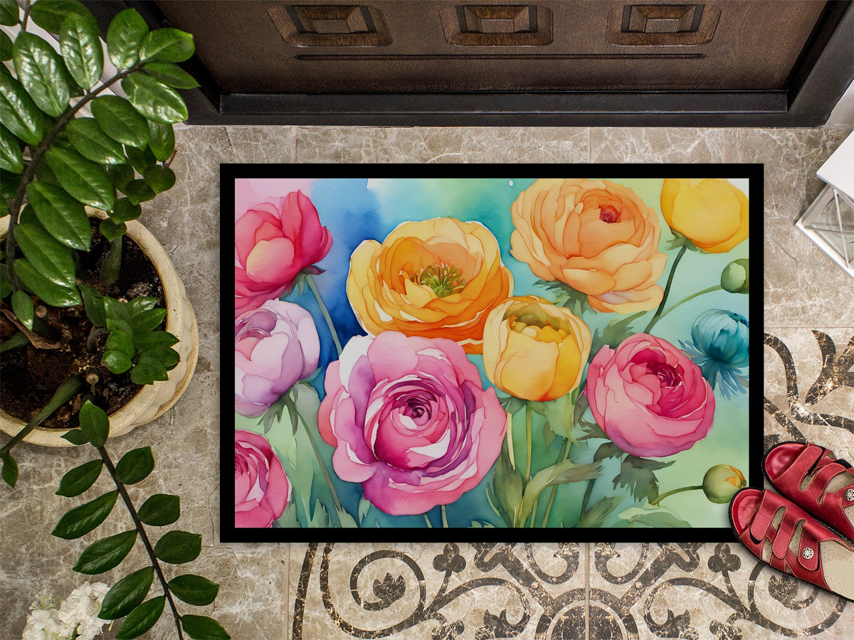 Ranunculus in Watercolor Doormat-2