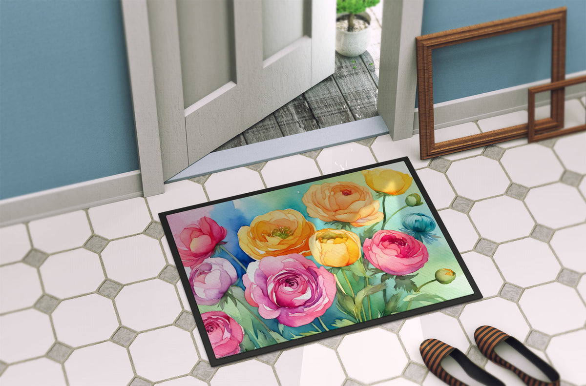 Ranunculus in Watercolor Doormat-3