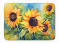 Sunflowers in Watercolor Memory Foam Kitchen Mat-0