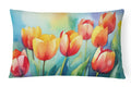 Tulips in Watercolor Throw Pillow-0