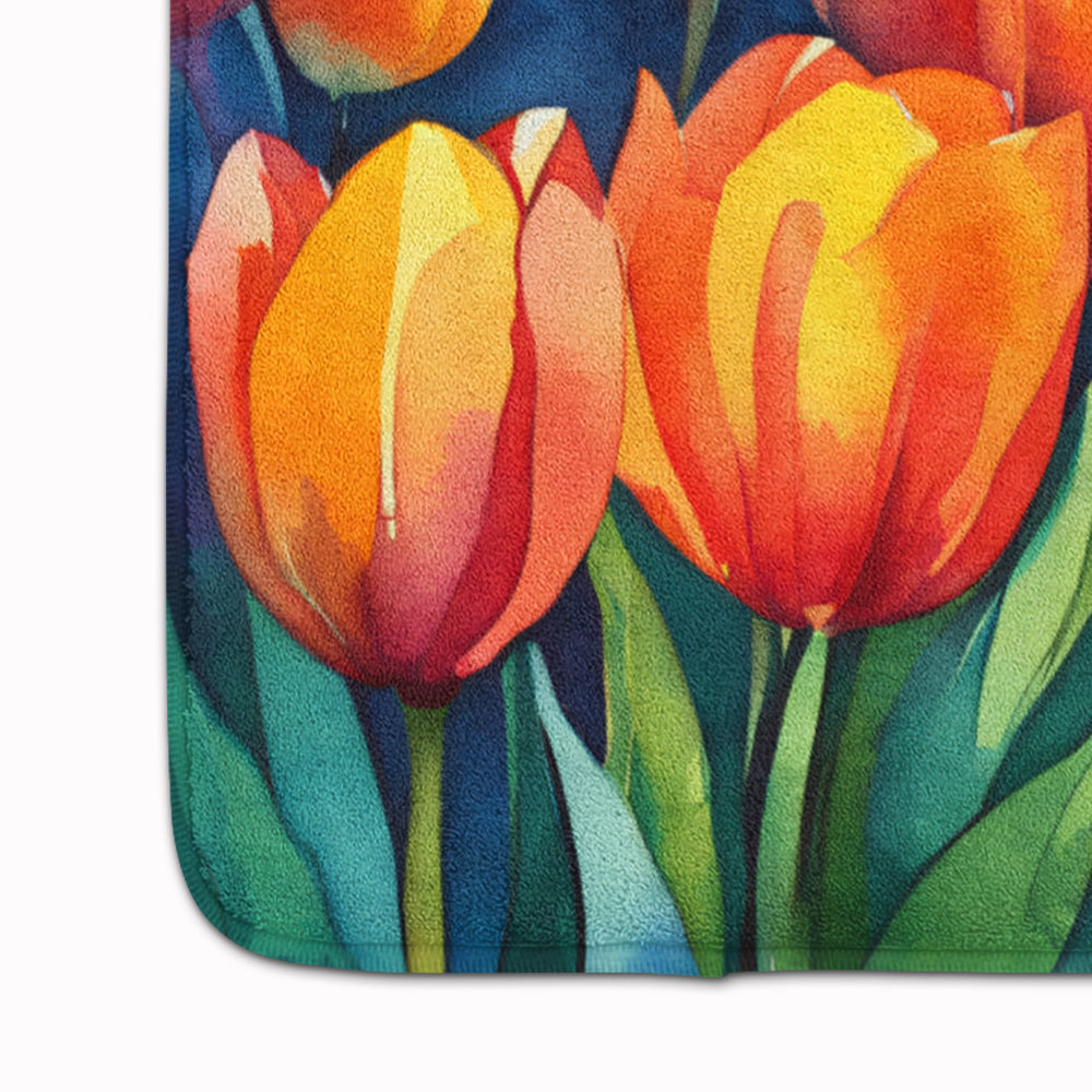 Tulips in Watercolor Memory Foam Kitchen Mat-3