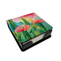 Arizona Saguaro Cactus Blossom in Watercolor PU Leather Note Paper Holder-0