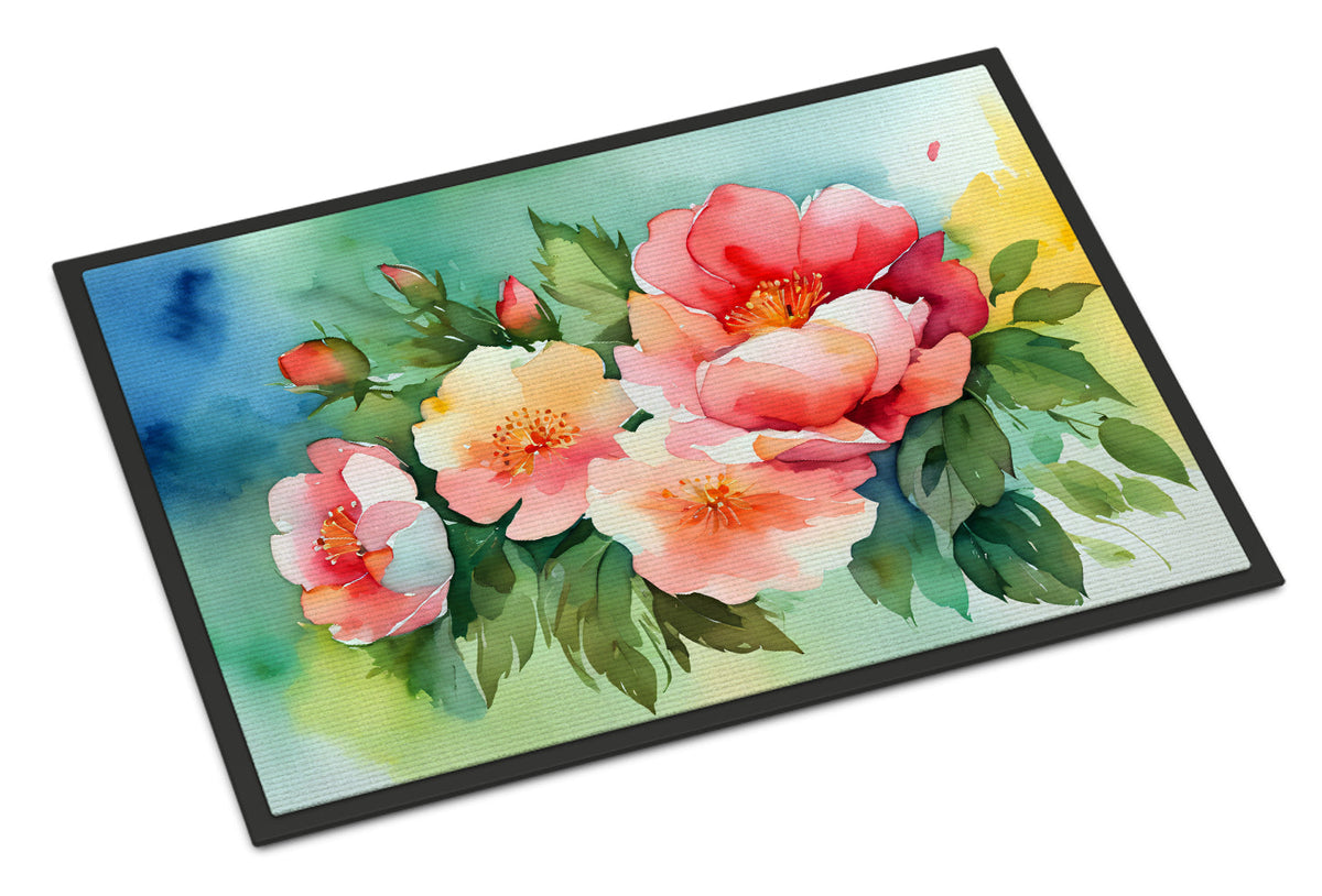 Georgia Cherokee Rose in Watercolor Doormat-0