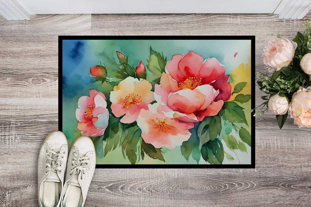 Georgia Cherokee Rose in Watercolor Doormat-1