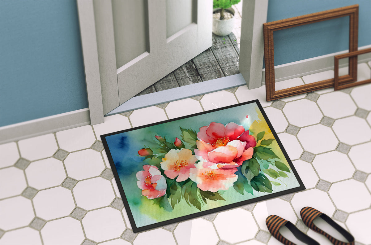 Georgia Cherokee Rose in Watercolor Doormat-3