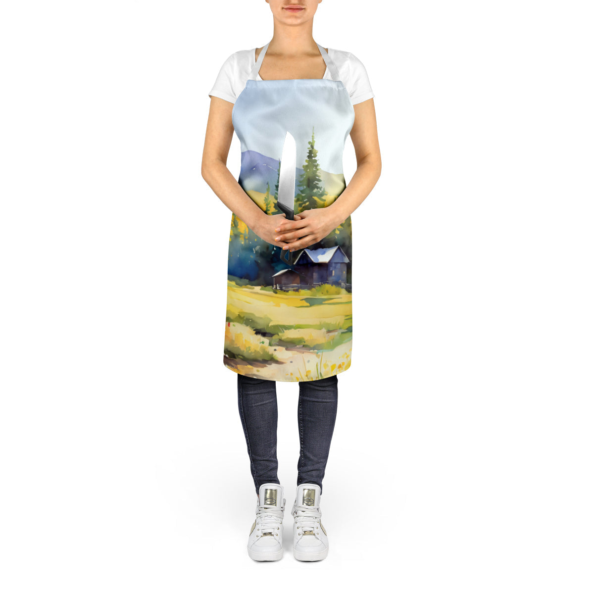 Montana Bitterroot in Watercolor Apron-4