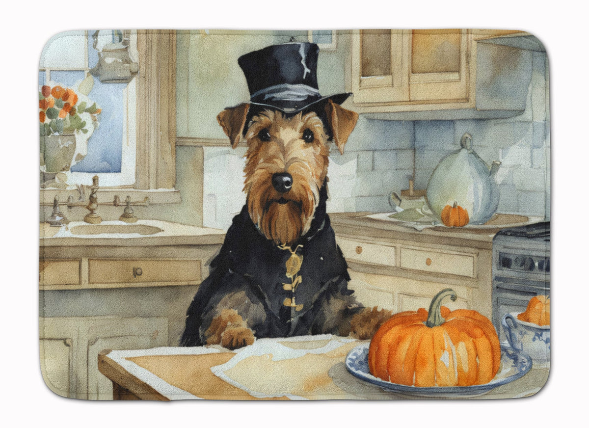 Airedale Terrier Fall Kitchen Pumpkins Memory Foam Kitchen Mat-0