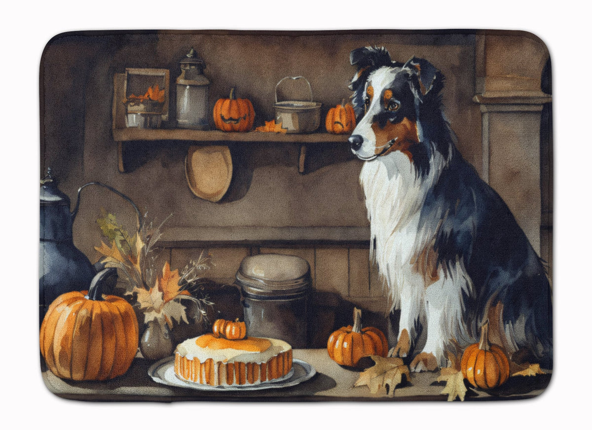 Australian Shepherd Fall Kitchen Pumpkins Memory Foam Kitchen Mat-0