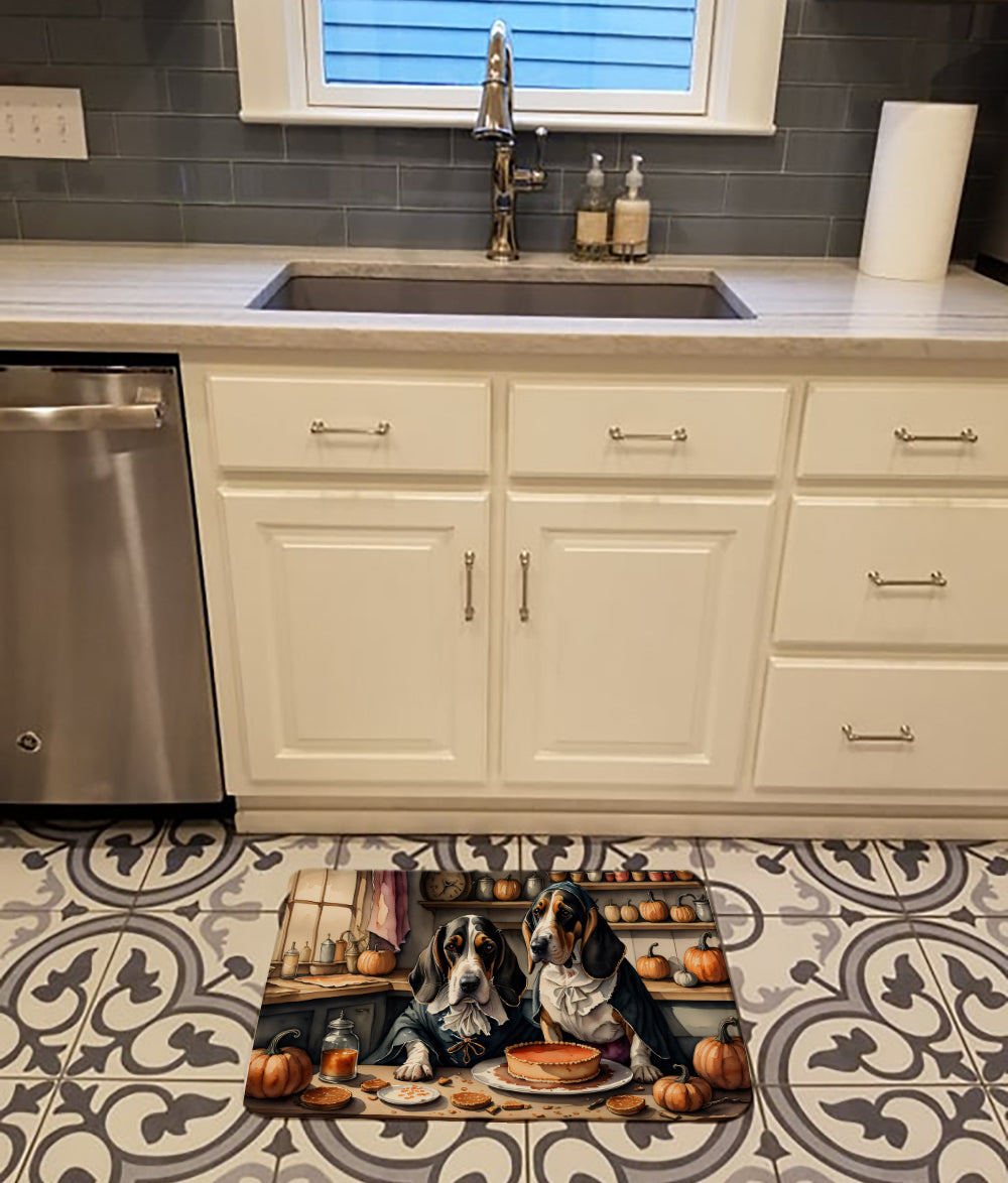 Basset Hound Fall Kitchen Pumpkins Memory Foam Kitchen Mat-1