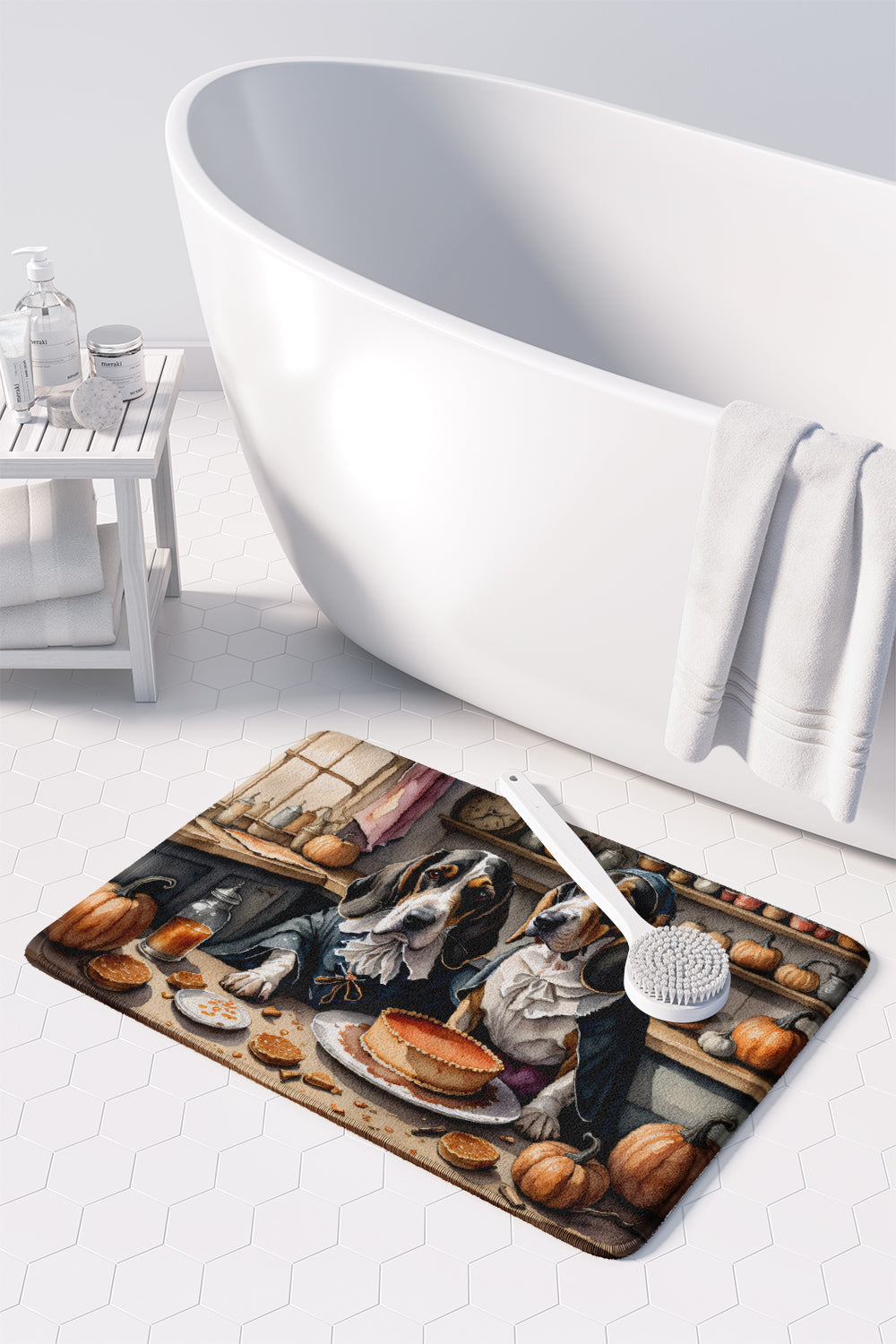 Basset Hound Fall Kitchen Pumpkins Memory Foam Kitchen Mat-2