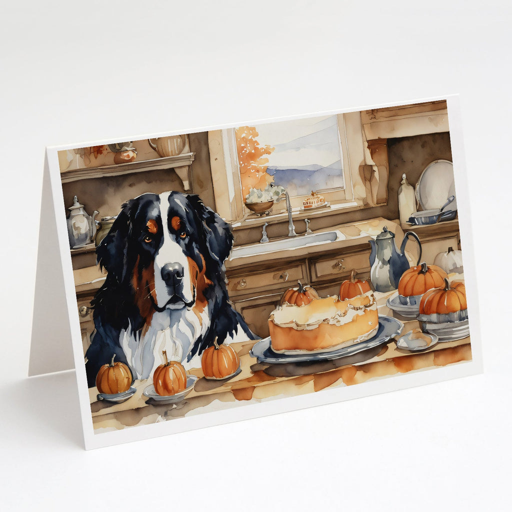 Bernese Mountain Dog Fall Kitchen Pumpkins Greeting Cards Pack of 8-0