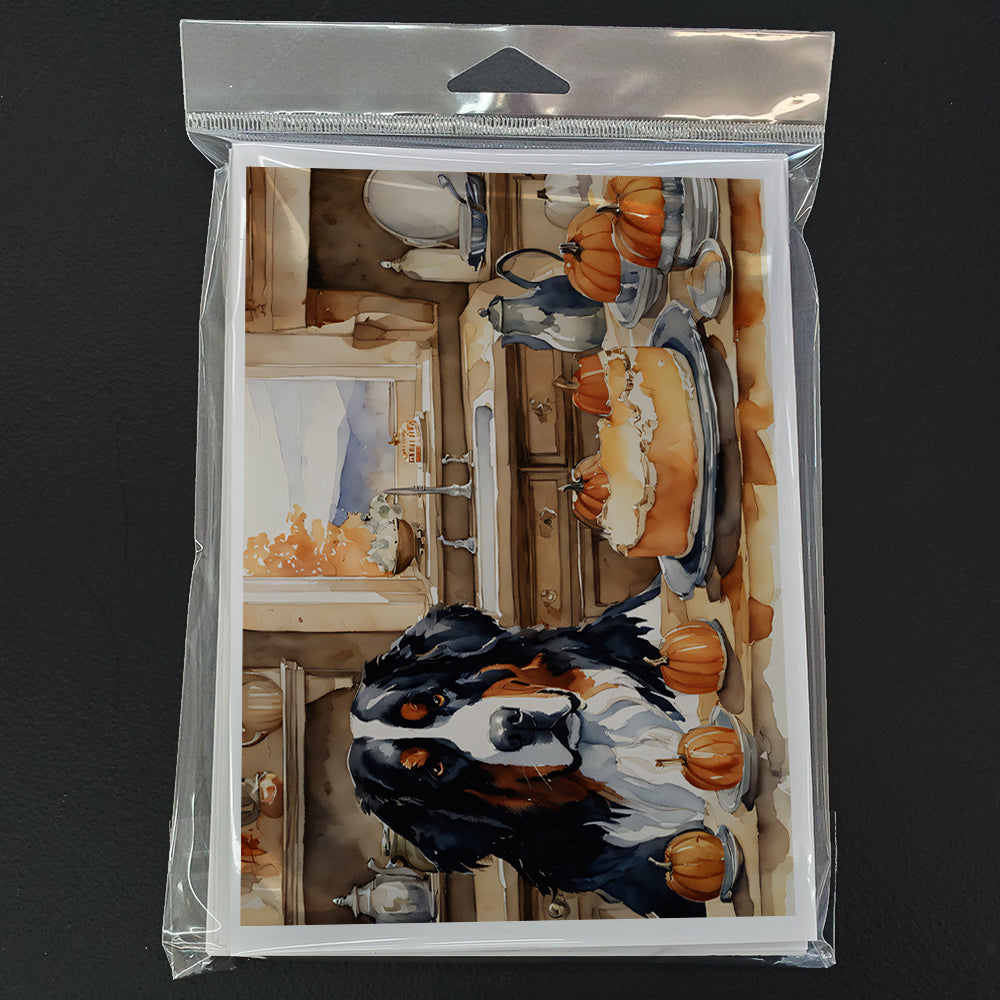 Bernese Mountain Dog Fall Kitchen Pumpkins Greeting Cards Pack of 8-2