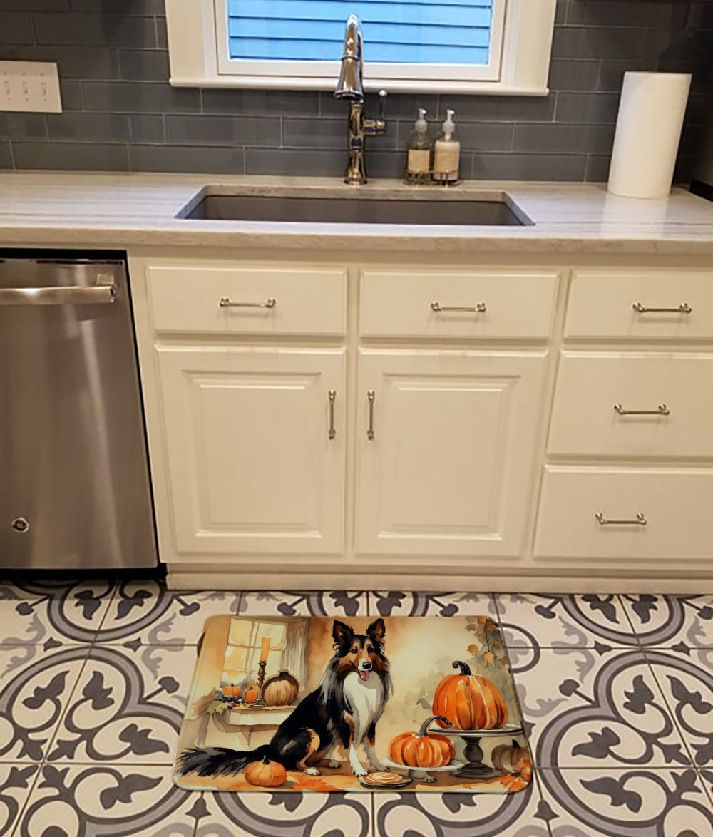 Collie Fall Kitchen Pumpkins Memory Foam Kitchen Mat-1