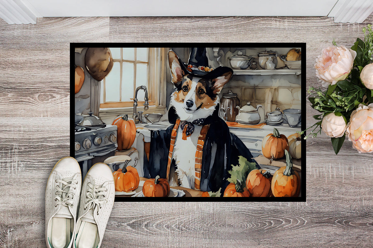 Corgi Fall Kitchen Pumpkins Doormat-1