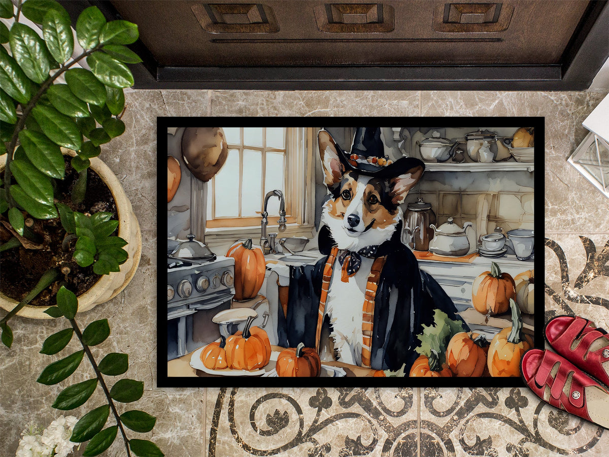 Corgi Fall Kitchen Pumpkins Doormat-2