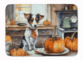 Jack Russell Terrier Fall Kitchen Pumpkins Memory Foam Kitchen Mat-0