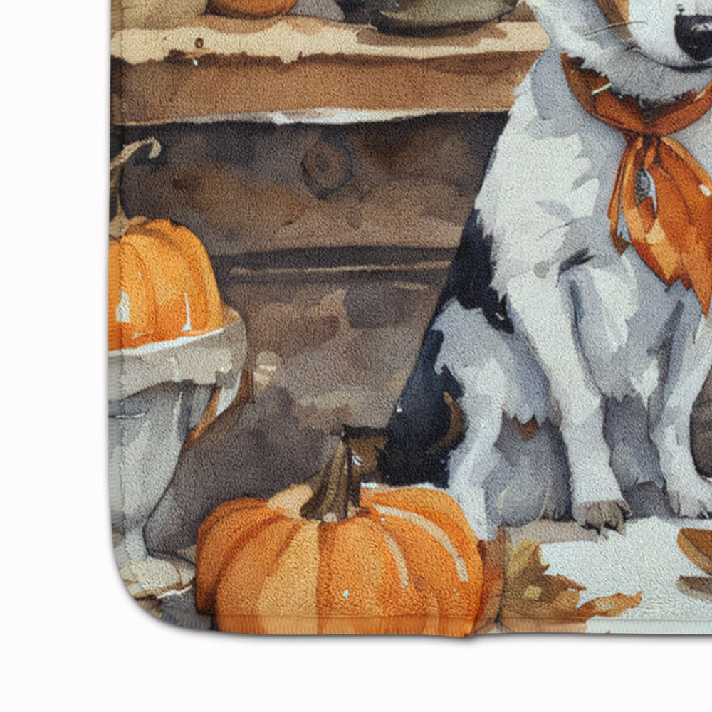 Jack Russell Terrier Fall Kitchen Pumpkins Memory Foam Kitchen Mat-3