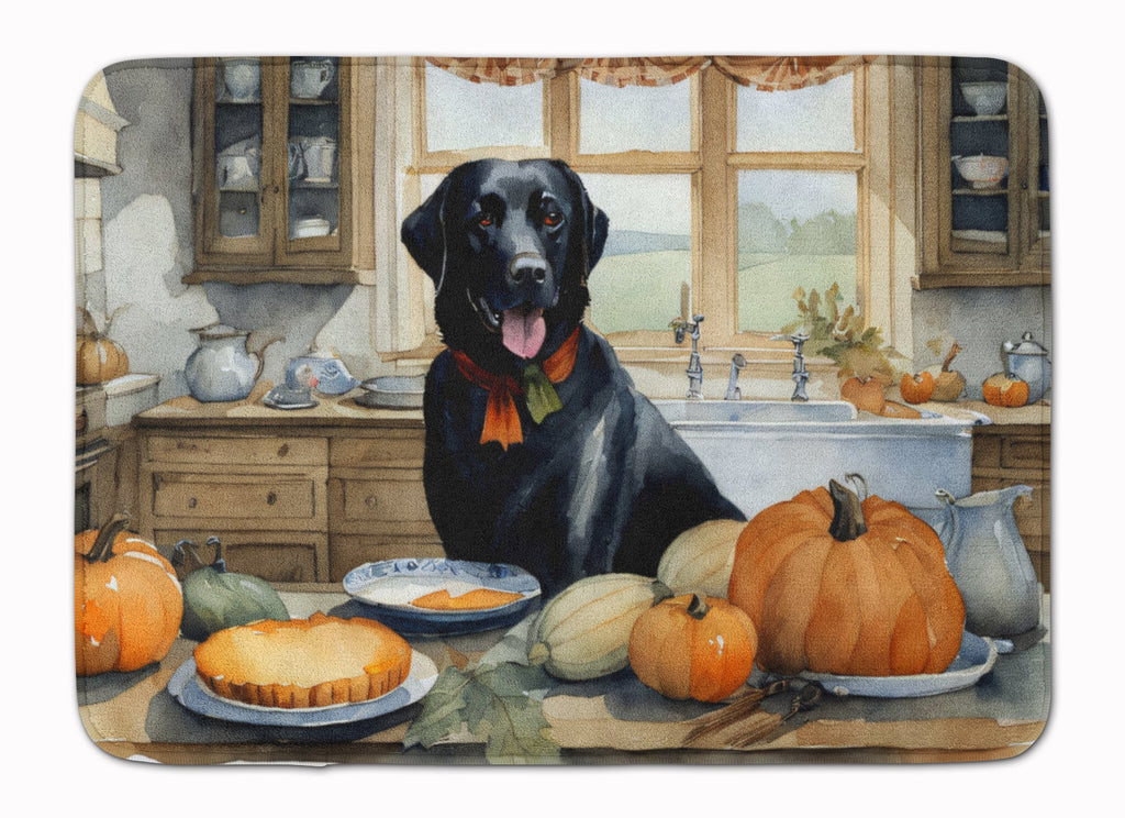 Black Lab Fall Kitchen Pumpkins Memory Foam Kitchen Mat-0