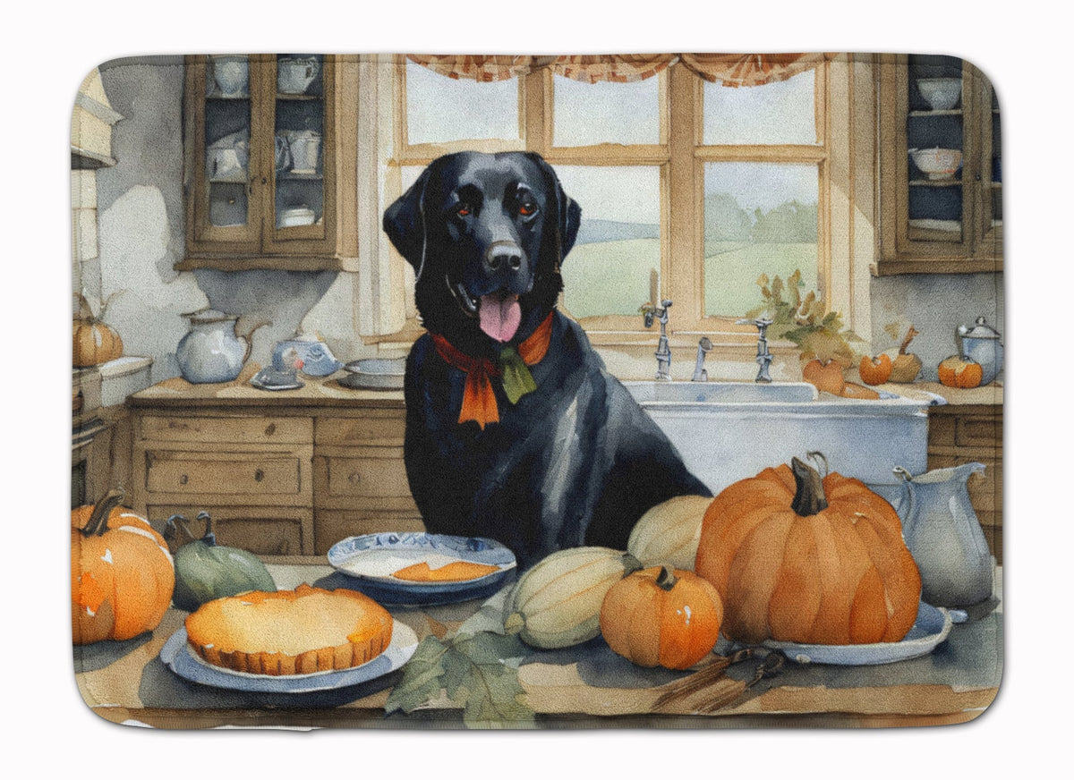 Black Lab Fall Kitchen Pumpkins Memory Foam Kitchen Mat-0