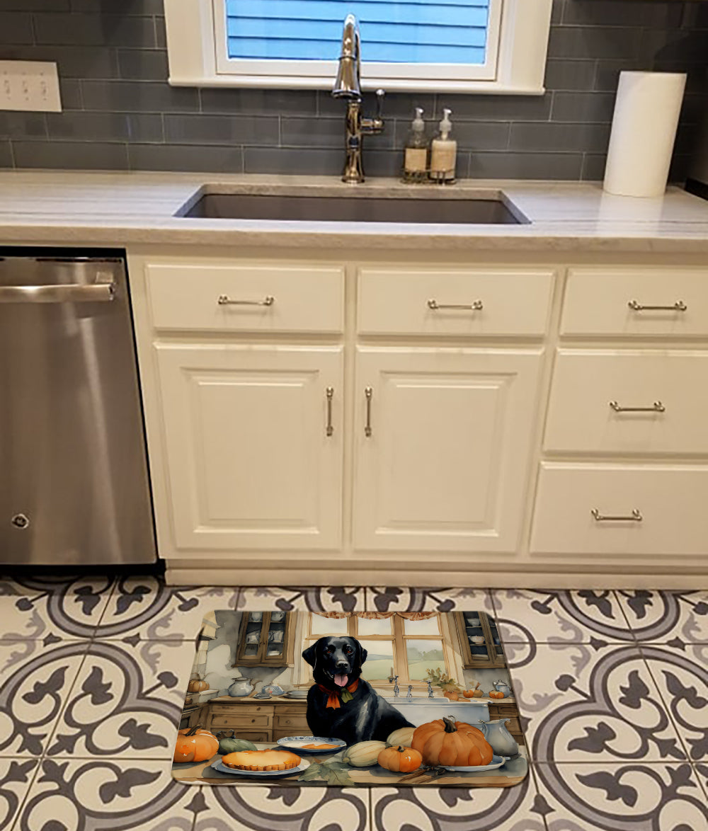 Black Lab Fall Kitchen Pumpkins Memory Foam Kitchen Mat-1