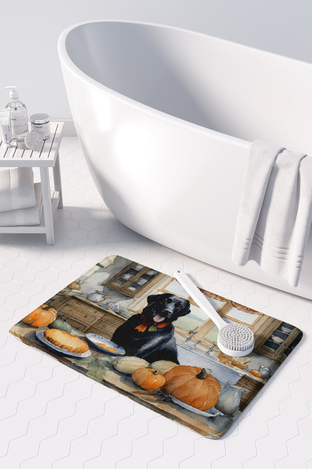 Black Lab Fall Kitchen Pumpkins Memory Foam Kitchen Mat-2