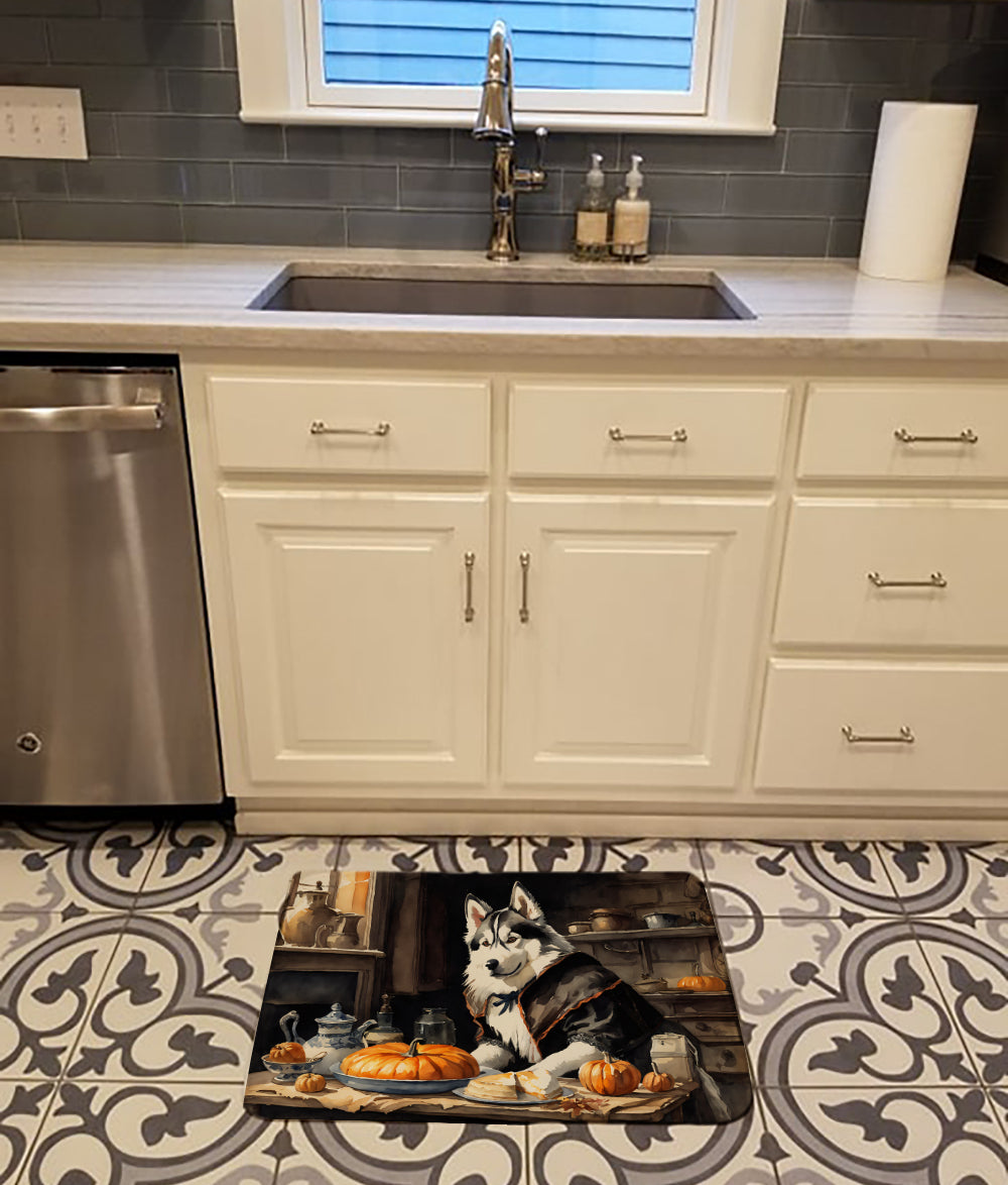 Siberian Husky Fall Kitchen Pumpkins Memory Foam Kitchen Mat-1