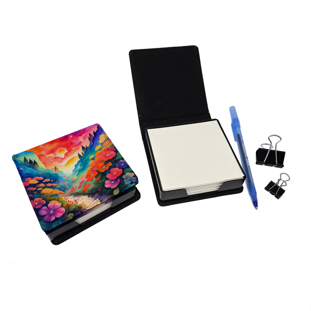 Colorful Geraniums PU Leather Note Paper Holder-1