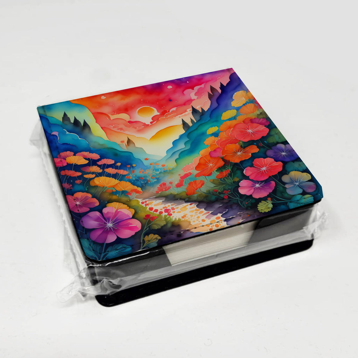 Colorful Geraniums PU Leather Note Paper Holder-3