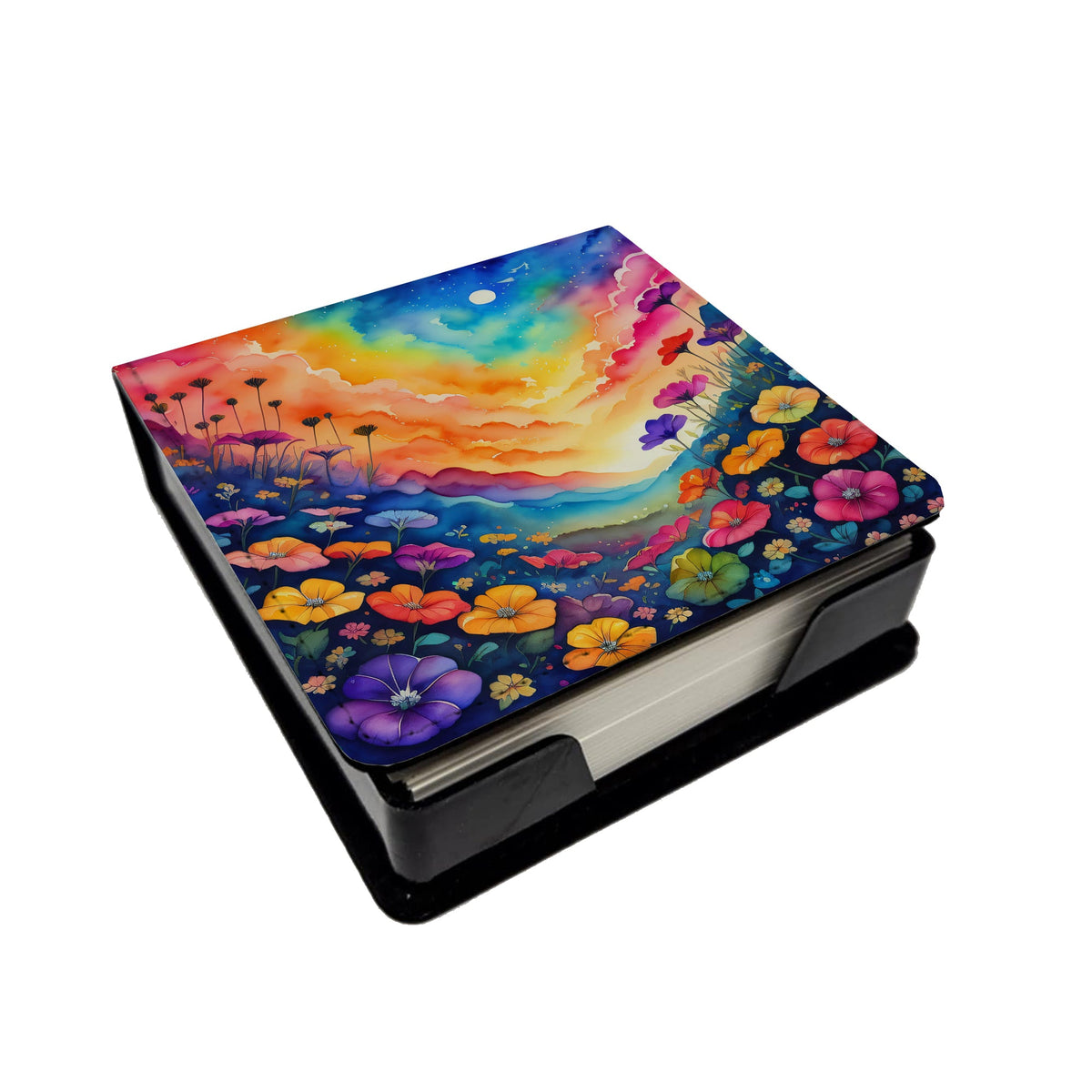 Colorful Petunias PU Leather Note Paper Holder-0