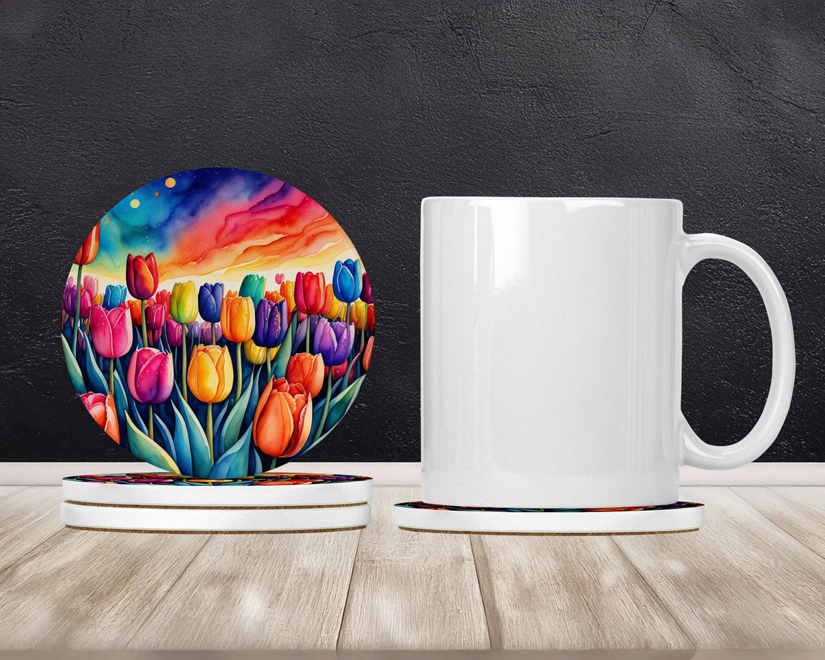 Colorful Tulips Large Sandstone Coasters Pack of 4-1