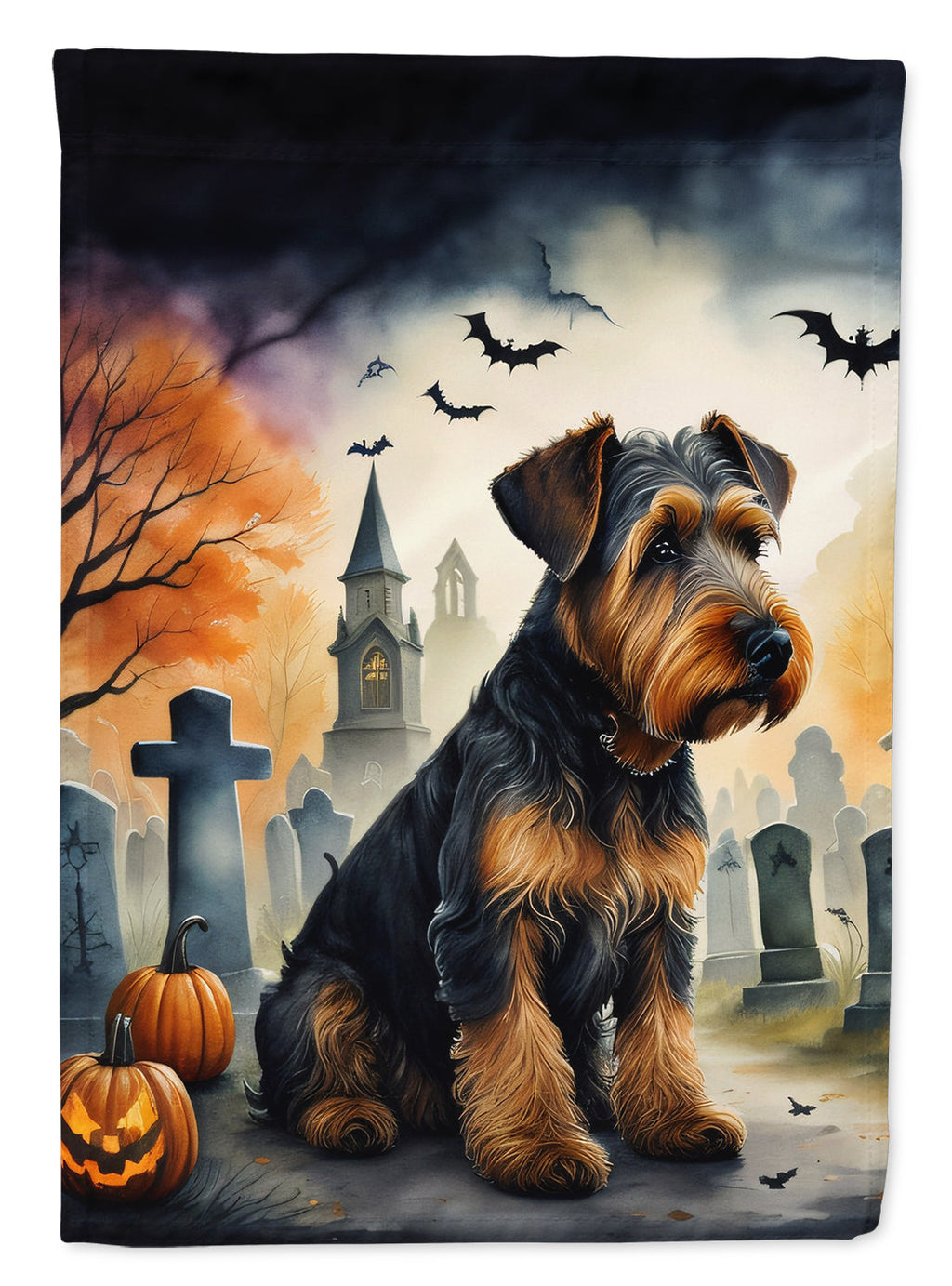 Airedale Terrier Spooky Halloween House Flag-0