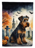 Airedale Terrier Spooky Halloween House Flag-0