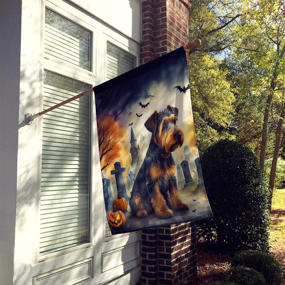 Airedale Terrier Spooky Halloween House Flag-1